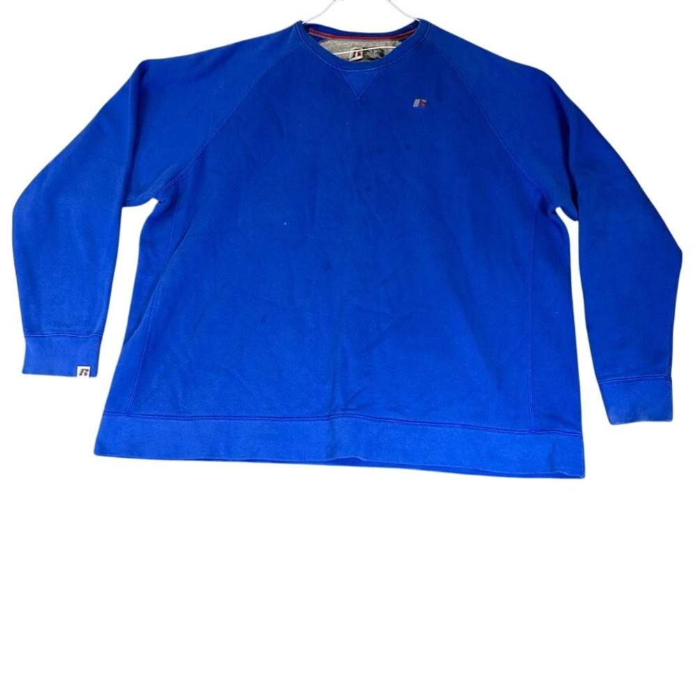 Russell Athletic Mens Royal Blue Raglan Crewneck Sweatshirt Fleece Pullover 3XL